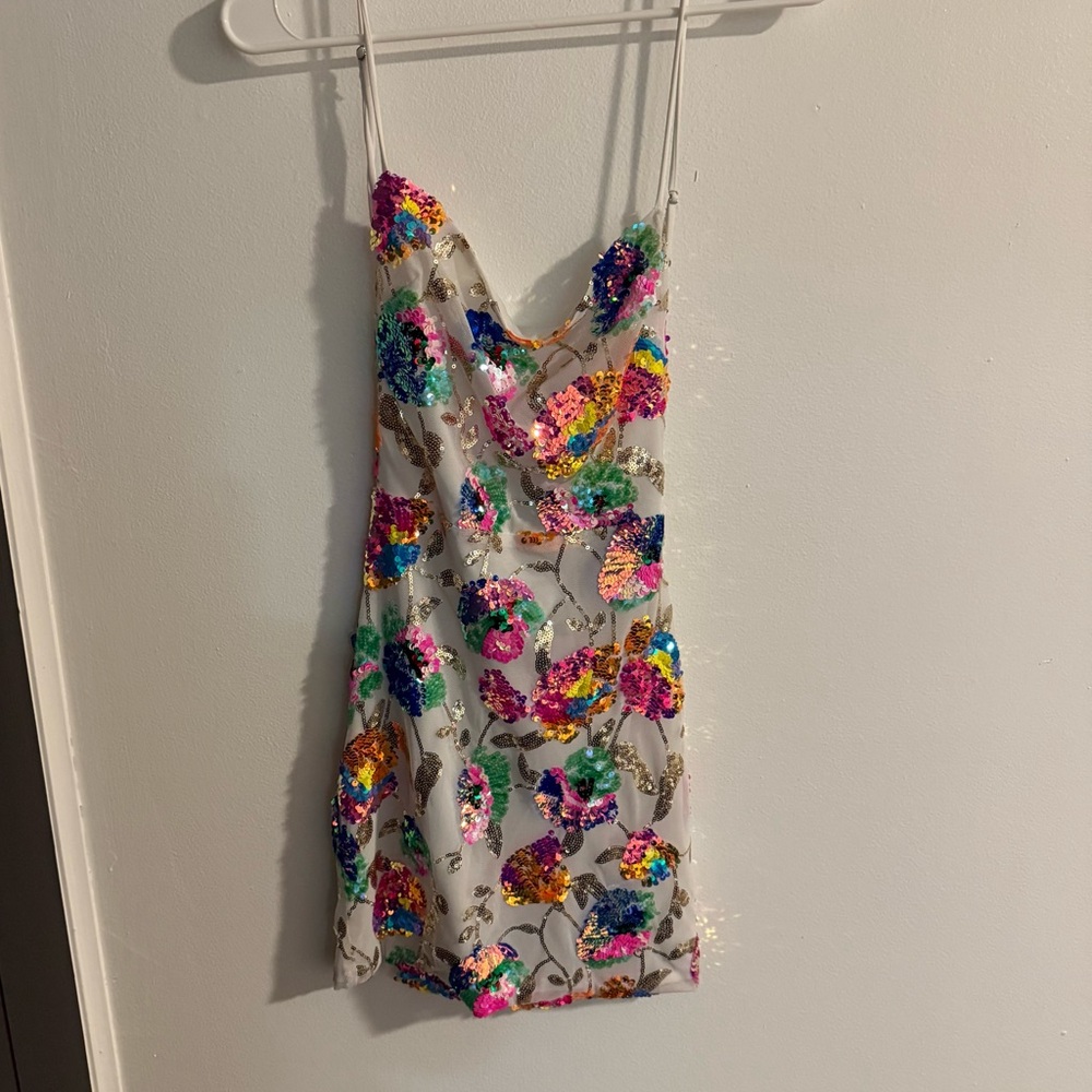 Sequin Floral Mini Dress